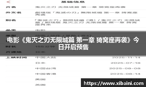必一：电影《鬼灭之刃无限城篇 第一章 猗窝座再袭》今日开启预售